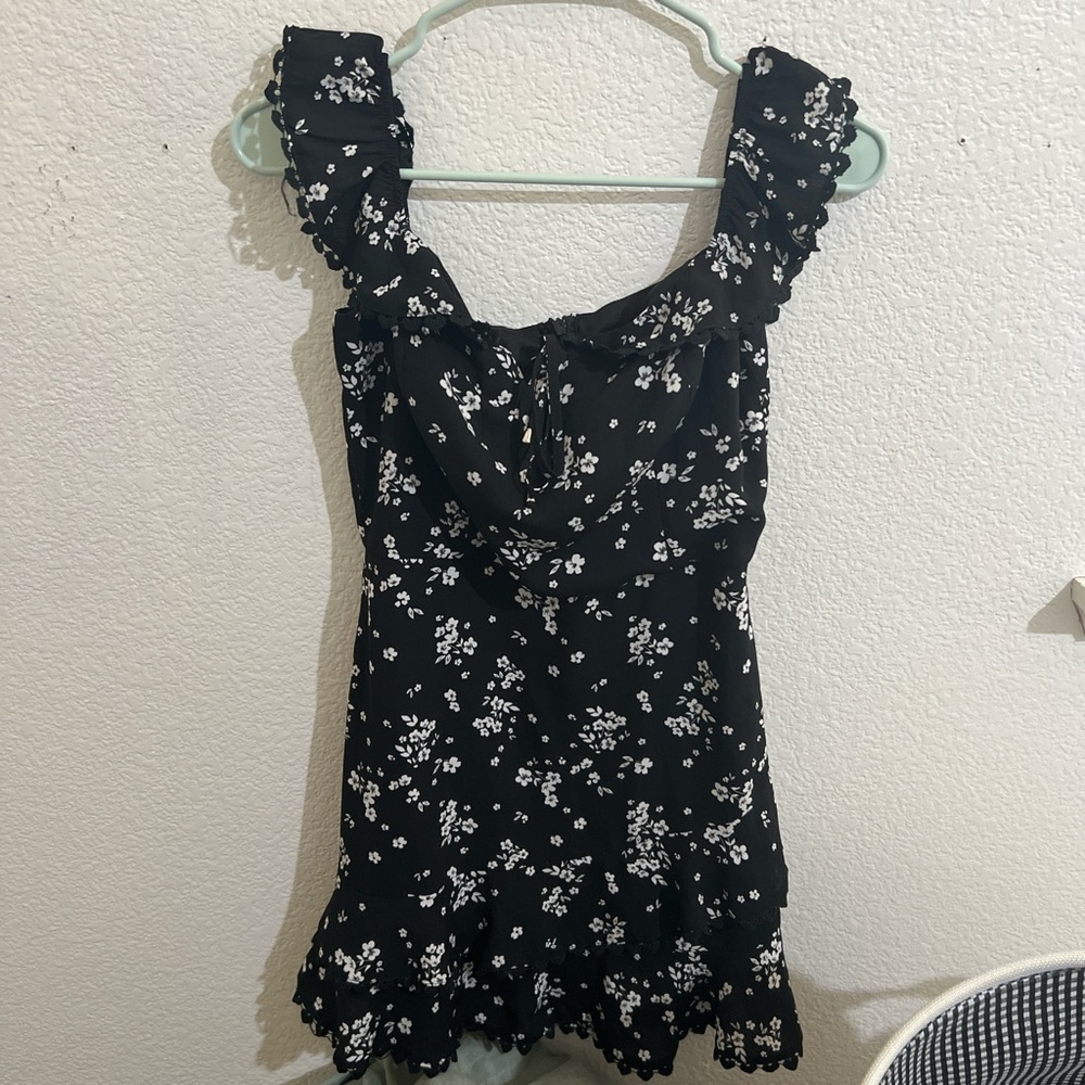 High Street Elegant Floral Black Dress